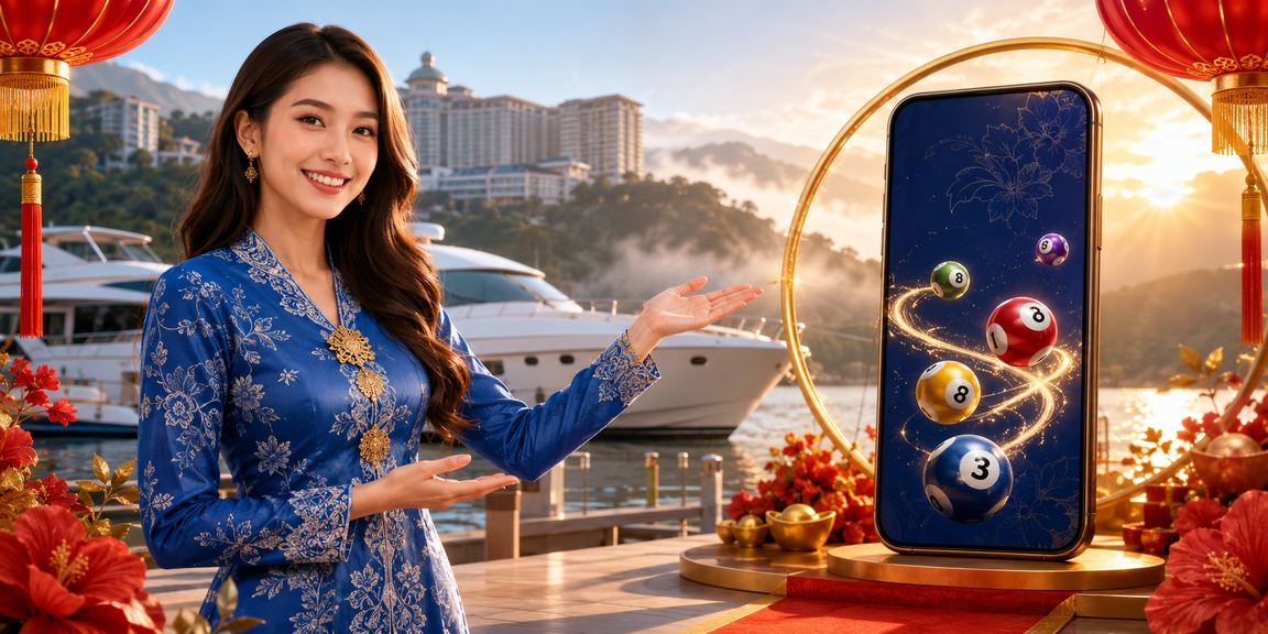 Paparan loteri cat4 dengan suasana Genting Highlands dan baju kurung tradisional